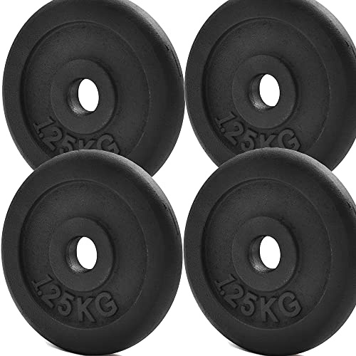 KK Hantelscheiben-Set aus Gusseisen, 2,5 cm Durchmesser, 2 x 2,5 kg, 5 kg oder 10 kg, rutschfeste Oberfläche, ideal für Heim- oder Fitnessstudio-Training und Gewichtheben