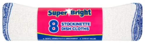 Super Bright 8 Stockinette Dish Cloths x Case of 10