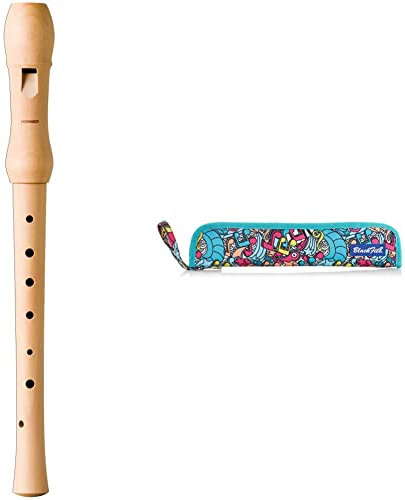 HOHNER HOB9565 Blockflöte, Musica Line, deutsch, zweiteilig, Birnbaum hell & Safta Flötentasche Portaflautas Surtido - Offiziell, Sortiert, 37 centimeters