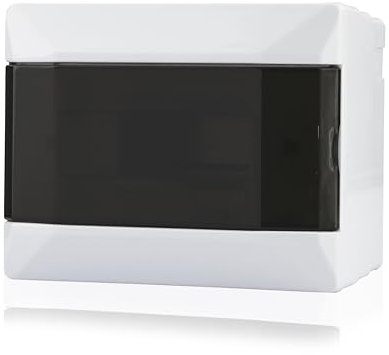 Lion Electric Scatola dei fusibili da parete, 2-6 moduli,1 fila, colore bianco, scatola di distribuzione, ingressi per cavi con porta trasparente, IP40, piccolo distributore per interruttore