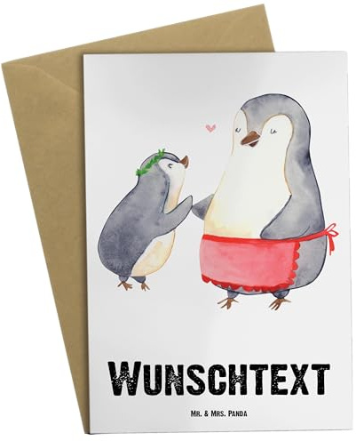 Mr. & Mrs. Panda grußkarte personalisiert Pinguin mit Kind - Personalisierte Geschenke, Muttertag, individuelle, Grußkarten, Pinguine, Karte, Opa, Geschenk Mama, personalisierbar, Vorbild