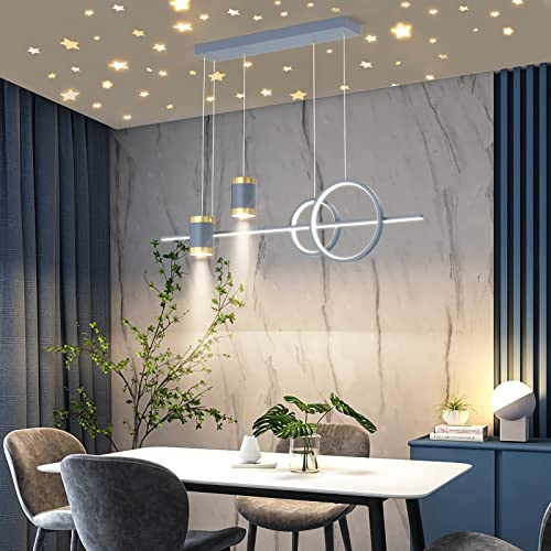 Bellastein LED Hängeleuchte esstisch Pendelleuchte Mit Fernbedienung Hängeleuchte Höhenverstellbar Pendellampe Moderne LED Pendelleuchte für Esszimmer Schlafzimmer Küche Büro Lampe (Grau, L100cm)