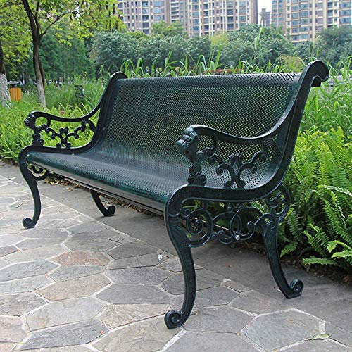 ZMYJTO Parkbänke aus Metallgusseisen, Metallgitterbänke für Gartenterrassen im Freien, dekorative Gartenmöbelstühle mit Rückenlehnen und Armlehnen, für Deckterrassen, Patios und Balkone