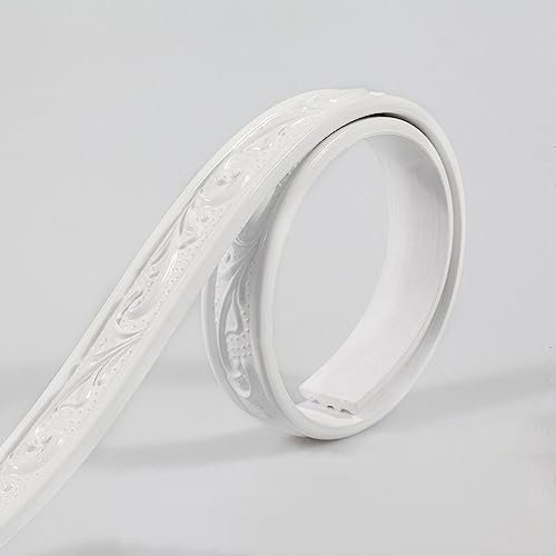 Guest Ruyunlai Tapetenbordüre selbstklebend 6-weiß 2.6 x 500 cm zum Aufkleben für Wohnzimmer Küche Badezimmer Abnehmbare Wasserdicht Bodenleiste PVC Dekorative Bordüre