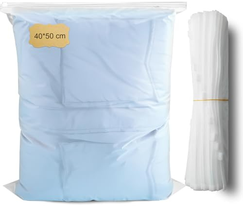 20 Pezzi Sacchetti con Zip 40x50cm in Plastica Richiudibili Grandi per Vestiti, Maglioni, Cappotti e Giacche - Ideale per Viaggio