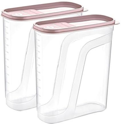 BH | Food Storage Box with Flip Top Lids | 2-Pack | 6L (L:23cm W:11.5cm H:30cm) | Cereal Dispenser | Clear Plastic Storage Containers | BPA Free | Microwave, Freezer & Dishwasher Safe - by Best House