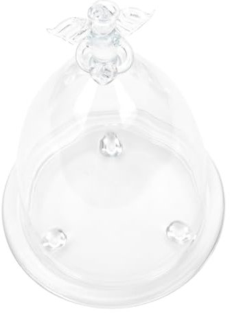 LIFKOME Kreative Glasabdeckung mit Trockenblumen Dekorative Schutzhülle aus Glas mit Flachem Sockel für Schlafzimmer oder Büro als Stilvolles Desktop Deko Element