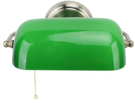 Lámpara de Escritorio de Banquero de Vidrio Verde, Lámpara de Banquero con Interruptor de Cadena de Tracción, Apliques de Pared de Interior Vintage de ángulo Ajustable para
