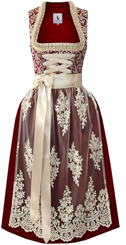 Alpenmärchen Langes Dirndl aus Exklusiver Kollektion inkl. Spitzenschürze Gr.44 - ALM987