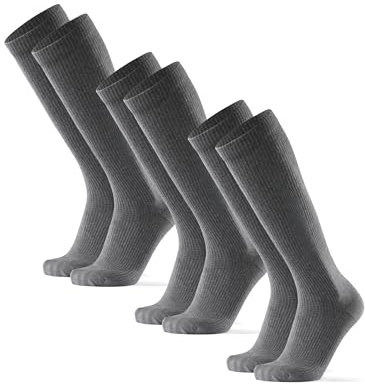 DANISH ENDURANCE Calze di Contenimento in Cotone Biologico 14-18 Mmhg, Lavoro, Sport, Recupero, Uomo e Donna, 3 Paia Grigio 43-47
