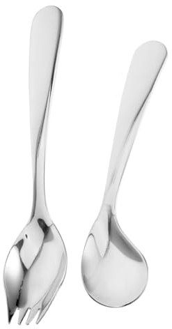 CAXUSD Ensemble de couverts pour personnes âgées – Cuillères et fourchettes inclinées spécialisées pour patients – Argenterie antidérapante avec fourchette avant et cuillère coude pour manger et