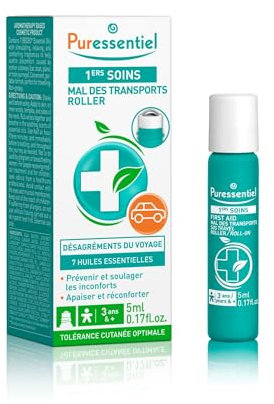 Puressentiel – First Aid - Transport Sickness Roller with 7 Essential Oils - Helps Prevent and Combat Transport Inconvenience (car, Plane, Boat) - 5 ml