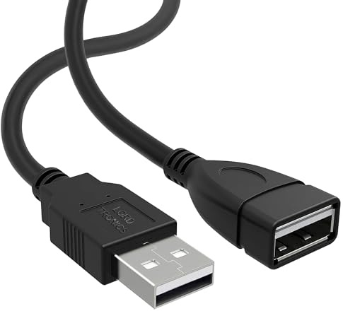 LORDTRONICS 3FT Male to Female Extension Cable USB A Male to USB A Female Data Transfer and Charging Adapter for Keyboard, Mouse, Printer, USB Flash Drive for Multiple Devices, Black