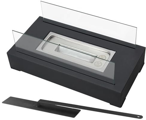 Pozo de Fuego de Mesa al Aire Libre,Pozo de Fuego de Mesa, Rectángulo de hoyo de Fuego Interior de Acero Inoxidable de Vidrio a Prueba de, Máquina para Hacer Smores portátil sin Humo, Cuenco para Fog