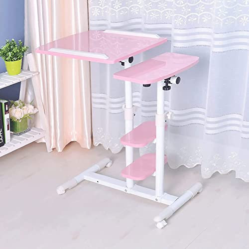 KHLMSRXJ Beistelltische, höhenverstellbarer Betttisch, Laptop-Schreibtisch, PC-Ständer mit Rollen, Sofa-Beistelltisch, Überbetttisch für Wohnzimmer, Mobiler Schreibtisch mit Ablageflächen,