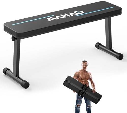 MAHAO Flat Weight Bench, Foldable Workout Bench for Home Gym with 660 LBS Weight Capacity, Flat Bench Press for Full Body Workout, Black MB20