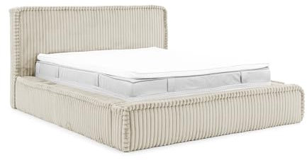 MEBLINI Mesut Polsterbett 200x200 mit Lattenrost und Matratze - Bubble Bett - Cloud - Marshmallow Bed - Kopfteil Bett mit Stauraum - Betten - 200x200 - Beige Cordstoff/H3