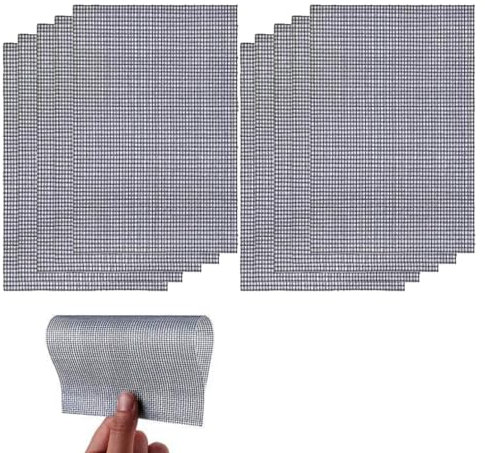 10 pièces Patchs de Réparation pour Moustiquaire, 130 x 180 mm Grille Grillage Métallique Filtre Anti Insecte Mesh Maille Anti-Moustique Tissu Adhésif en Fibre de Verre