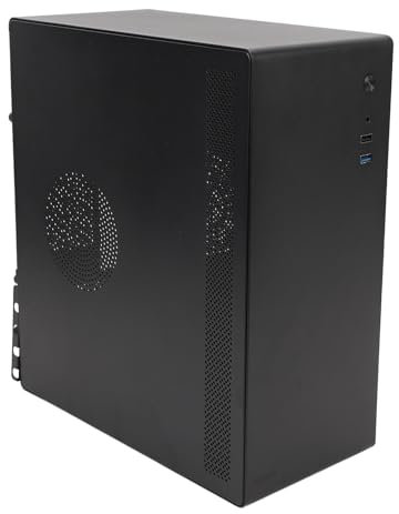 Boîtier PC de Jeu de Bureau, Châssis D'ordinateur de Bureau avec Acier Entièrement Noir de 0,6 Mm, MATX ITX pour Station de Travail de Jeu
