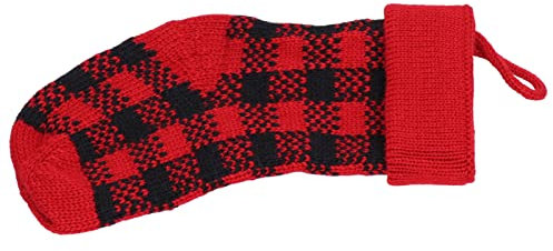 Weihnachtsstrumpf, Strick-Weihnachtsstrumpf, Ylic-Faser, Weihnachtsbaumschmuck, Heimdekoration, Party-Dekoration, Weihnachtsstrumpf, Hängender Strumpf (Schwarz Rot)