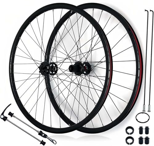 MTB-Laufradsatz, 26/27,5/29 Zoll, Fahrrad-Laufradsatz, 32H-Scheibenbremse, Vorder- Und Hinterräder, Doppelwandige Leichtmetallfelge Mit Schnellspanner, 7–13 Gänge Black,29in