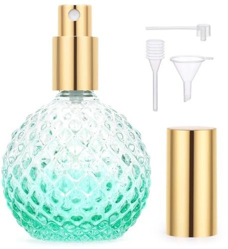 Segbeauty Boccetta Profumo Ricaricabile, 100ml Dispenser Profumo da Viaggio, Ricaricabile e Portatile, Contenitore Spray Vuoto, Bottiglia Spray in Vetro (Verde)
