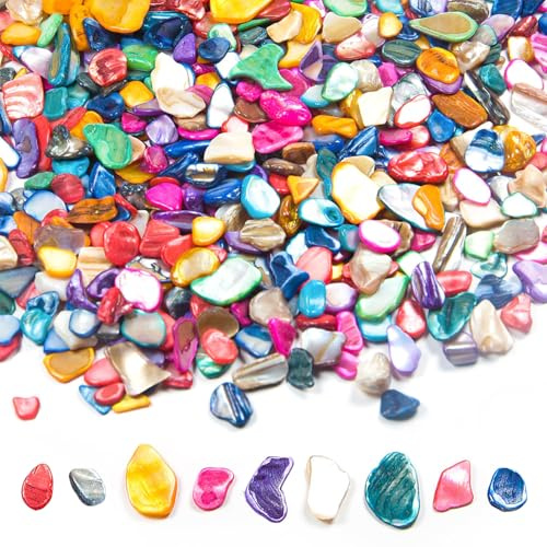 Exquilnova 500 g Mosaiksteine zum Basteln, Mini Muschelfragment Mosaik Steine, Mosaik Bastelset, Bunte Muscheln Mosaikfliesen für DIY Kreativ, Blumentöpfe, Bilderrahmen, Untersetzer Deko