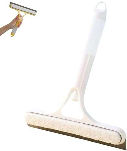 Raschietto 3 in 1 per la pulizia delle finestre, 2025 nuovo lavavetri per vetro doccia, flacone spray, scrubber, lavavetri combinato per porte doccia, finestre e auto senza striature, bianco