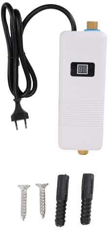 Marhynchus 3000W Chauffe-Eau électrique Instantanée sous L'évier sans Réservoir à Haute efficacité en Laiton Entrée en Laiton Chauffage Rapide 3 Secondes d'eau (Plug UE 220V)