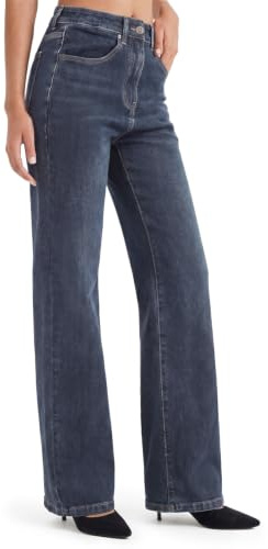 Zylioo Långa damjeans 32/34 innersöm rakt ben stretch denim, Mörkblått, L/tall