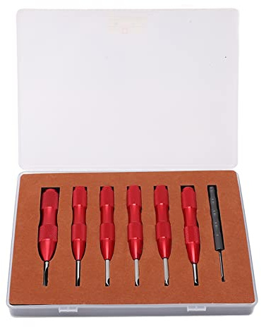 Juego de 7 herramientas para abrir tapa trasera de reloj, kit profesional de abridor de caja de reloj, removedor de caja trasera de aleación de aluminio con mango antideslizante, (Roja)