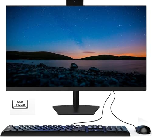 SUKOTOP 27 All-in-One PC Core i7 Computer 16GB RAM 512GB SSD Desktop (up to 3.20GHz) FHD With Mouse and Keyboard Dual Band WiFi Bluetooth 4.2 Wired Black