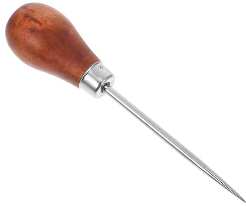 TEHAUX Punteruolo da Cucito in Metallo con Manico in Legno Ergonomico per Rilegatura Libri, Tessitura Fai da Te e Lavorazione Pelle, Strumento Leggero e Multifunzionale per Artigianato