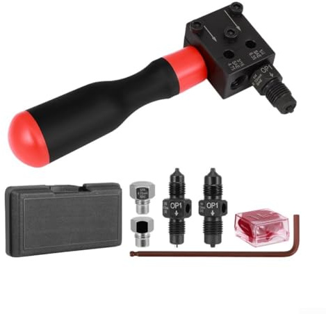 Hasaller Bremsleitungs-Bördelwerkzeug-Set für 3/16 und 1/4 Zoll Schläuche 45 Grad SAE Doppelbördelung Automobil-Reparatur-Set mit Aufbewahrungsbox inkl. Stanzschablonen Schraubenschlüssel