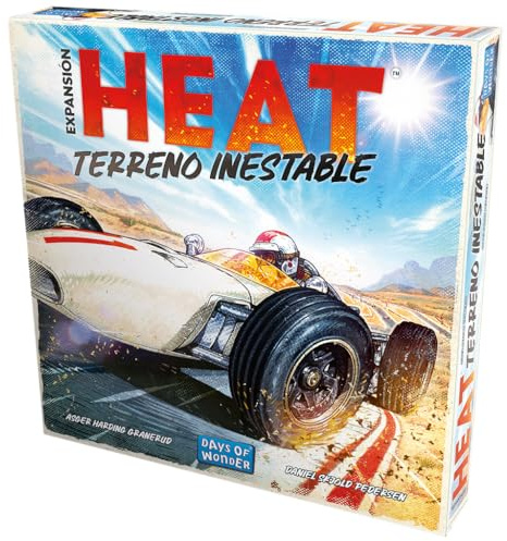 Asmodee Heat: Unstabiles Gelände, Erweiterung des Rennspiels, Brettspiel, ab 10 Jahren, für 1 bis 7 Spieler, 30-60 Minuten pro Spiel, Spanisch