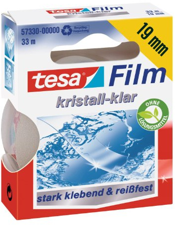 tesa tesafilm Crystal Clear Klebeband - extra transparent - 33 m x 19 mm | Höchst durchsichtiger, kristall-klarer Klebefilm - klebestark, reißfest, lösungsmittelfrei und alterungsbeständig