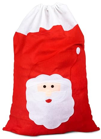 I LOVE FANCY DRESS Christmas Santa Sack Large 90cm - Pack of 1 - Father Christmas Sack with Santa Claus Face, Gift Present Bag Red