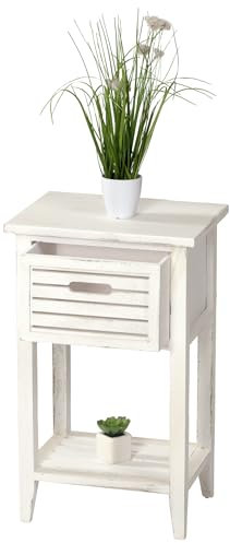 Mendler Kommode Beistelltisch Telefontisch, 57x35x27cm, Shabby-Look, Vintage - weiß