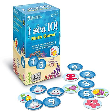 Learning Resources I Sea 10 Mathespiel, Kinder ab 6 Jahren, Kartenspiel zum Üben der Zahl 10, Rechenspiel mit 100 Karten, Lernspielzeug für Grundschule und Familienspiele