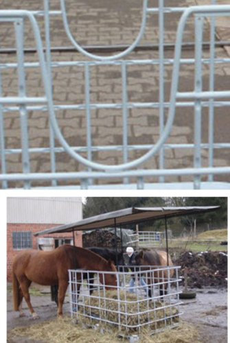 Hofer24 große Heuraufe, Futterraufe für RUNDBALLEN mit Dachrahmen & GRATIS-Plane - Außenmaß 2 Meter x 1,20 Meter - Mit EINEM U - Ausschnitt/Rundausschnitt