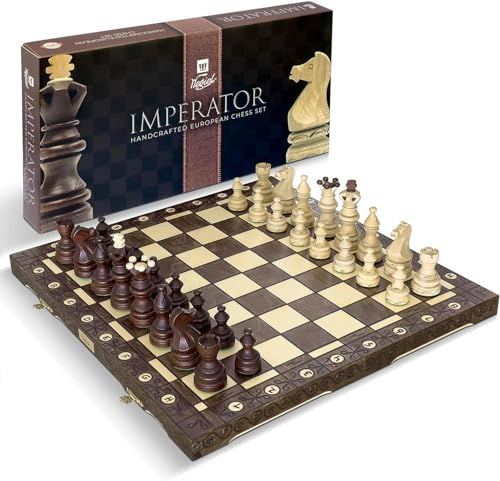Imperator Jeu d'échecs en Bois de Luxe de 21 Pouces pour Adultes et Enfants - Fabriqué à la Main en Bois de hêtre et de Bouleau de qualité supérieure