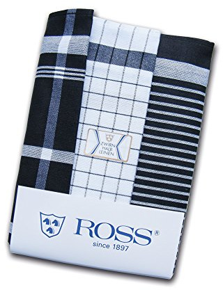 Ross - EXCUSIVE - 3er Pack Halbleinen Geschirrtücher schwarz 50x70 cm