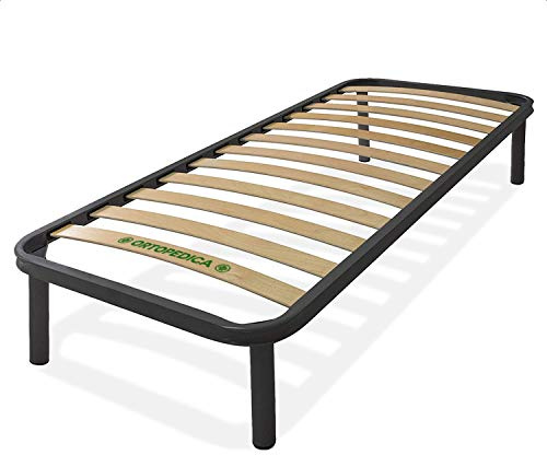 Dormiland® - Rete Letto Ortopedica Singola 80x190 cm, 13 Doghe in Legno e Struttura in Acciaio, 100% Made in Italy