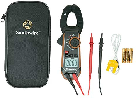 Southwire Clamp Meter 21510N - 400A AC Current Measurement with Built-In Voltage Tester - Third-Hand Probe Holder - CAT III 600V Safety Rated