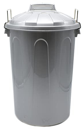 CABLEPELADO Cubo de Basura con tapa, Cubo basura Industrial, Cubo basura Plástico con asas metálicas, Contenedor residuos, 78 cm alto x 48.5 cm Diámetro superior, Capacidad 100 Litros, Gris