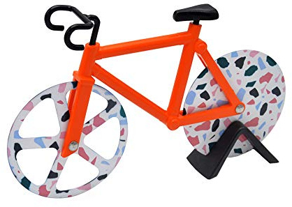 BOENTA Cortapizza Cortador Pizza Pizza Rueda de Pizza Rueda de Corte Bicicleta Pizza de Pizza Cortador Pizza con Cuchillo Cortador de Pizza Antideslizante Orange