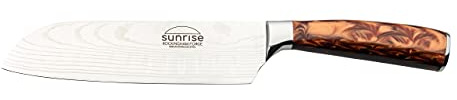 Rockingham Forge Cuchillo Santoku, Serie Sunrise, 5 Pulgadas, Hoja de Acero Inoxidable con Mangos de Resina, Marrón Ambarino, RF-2104BR