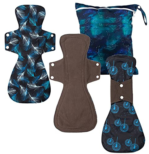 4 Pieces Set 1 Piece Medium Wet Bag + 3 Pieces 16 Inch Regular Cloth Mama Cloth/Menstrual Pads/Reusable Sanitary Pads