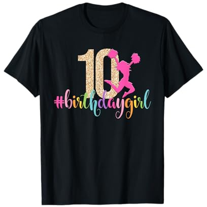 Cheerleader zum 10. Geburtstag für Mädchen, Regenbogen-Cheerleading T-Shirt