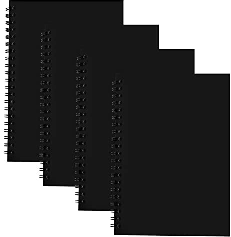 4 STK A5 Skizzenbuch Für Künstler, 100 Seiten / 50 Blatt Leeres Sketchbook, Spiralbindung Zeichenblock Skizzenbuch Notizbuch, Skizzenblock Für Malen,Skizzieren,Aquarell,Zeichnen Landschaften (Schwarz)